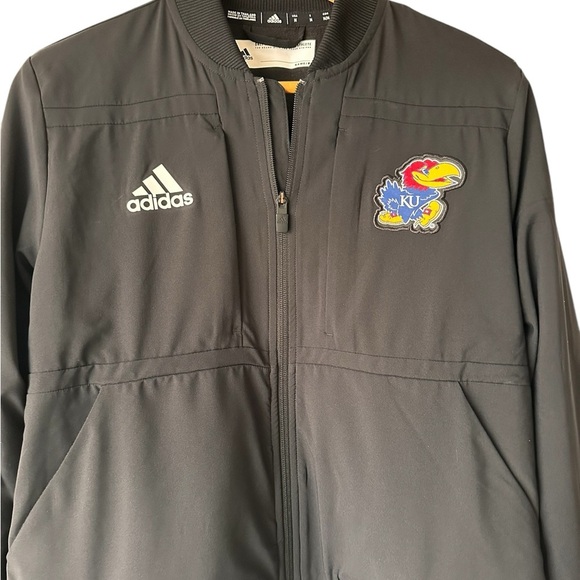 Women's Adidas Black Kansas Jayhawks Sideline Travel Woven Full-Zip Jacket - Picture 8 of 13